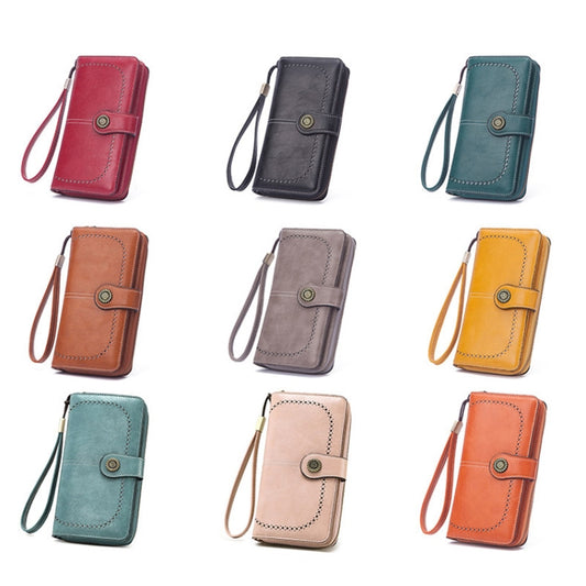 Women Zipper Long Money Clip Capacity Clutch Bag(Gray) by bashfashion