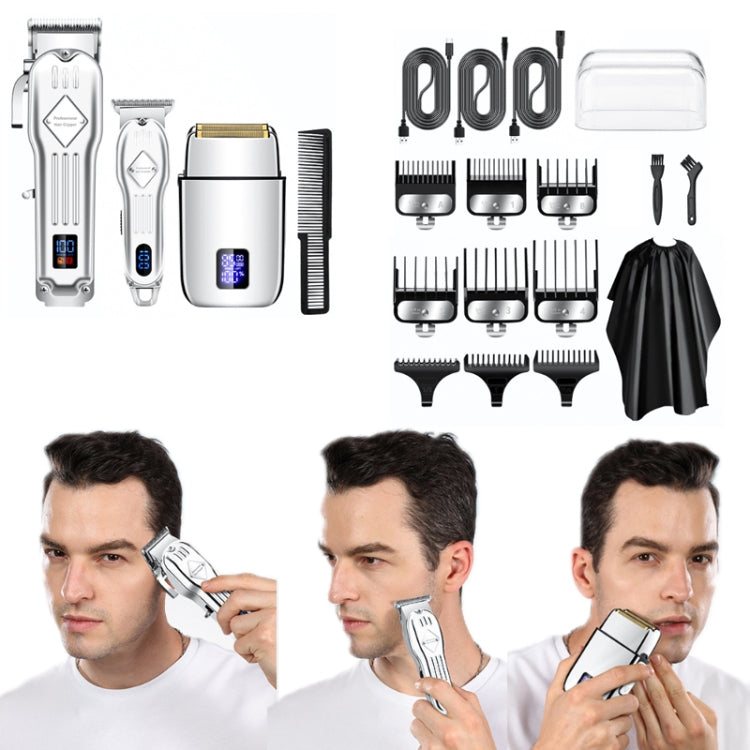 3pcs /Set Men Home Hair Salon High-power Hair Clipper(Colorful) by bashfashion