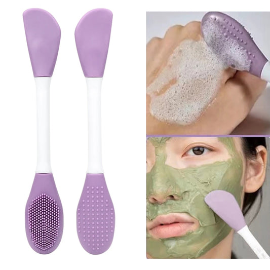 2pcs Dual Head Silicone Face Mask Brush Face Cleansing Massage Brush Mud Mask Applicator(Purple) by bashfashion