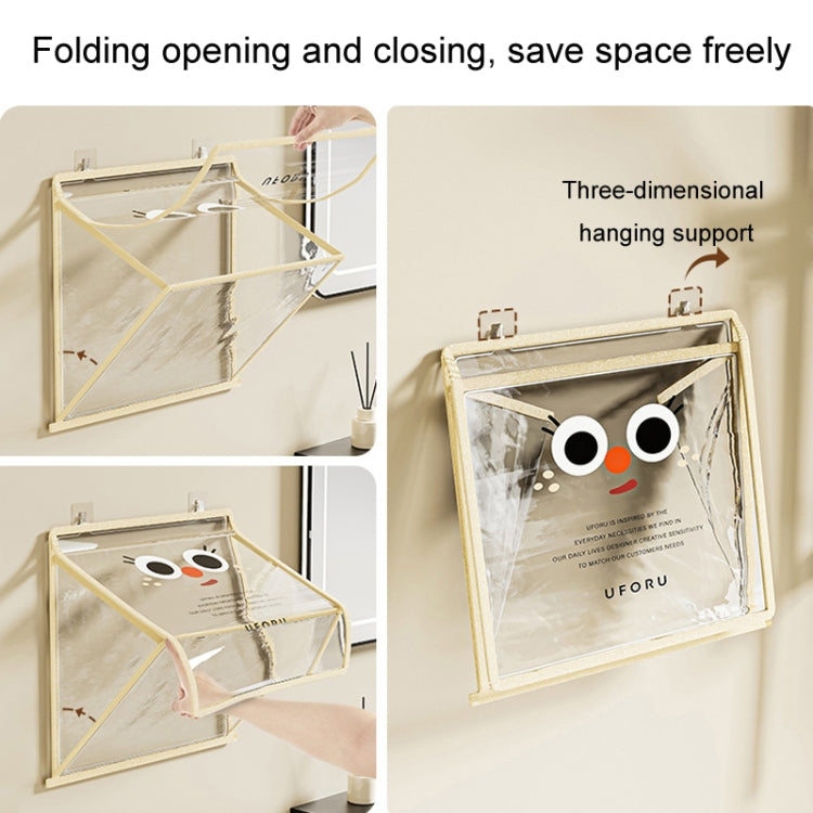 Bathroom Hanging Bag Foldable Transparent With Lid Waterproof Clothes Socks Storage Bag, Color: Large Beige by bashfashion