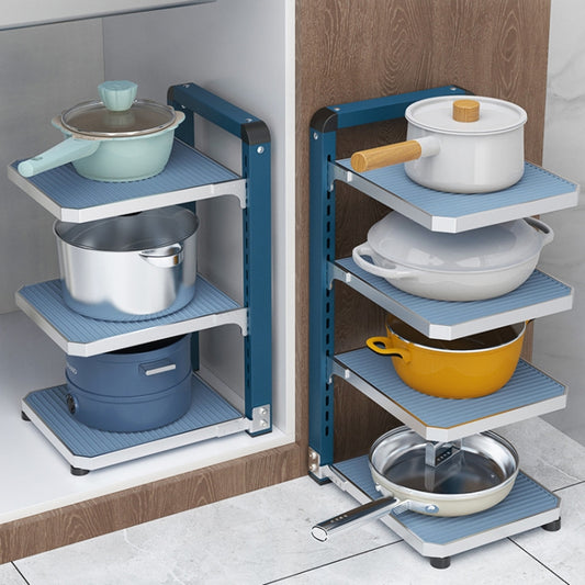 Adjustable Kitchen Pot Rack Household Multifunctional Folding Organizer, Style: 3 Layers by bashfashion