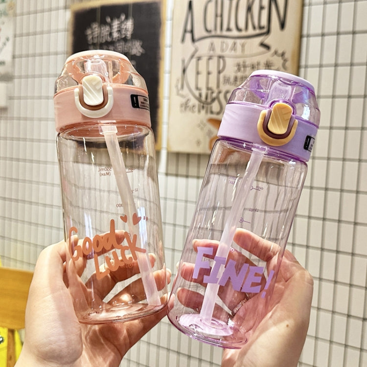 Student Portable Bouncing Straw Large Capacity Drop Resistant Plastic Cups, Style: 650ml White by bashfashion