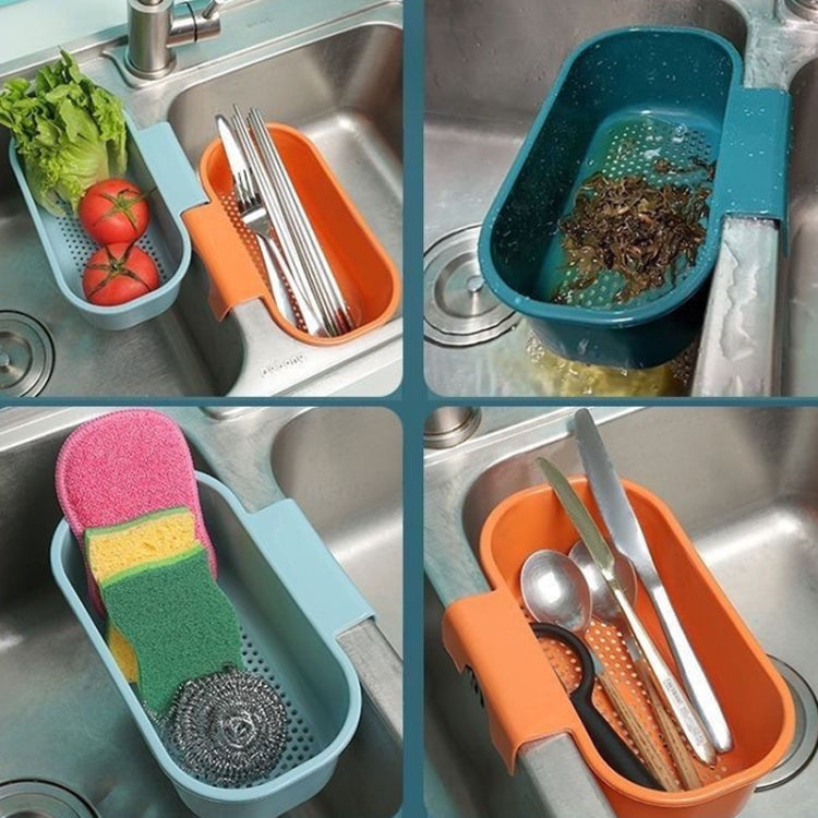 Kitchen Sink Drain Basket Washing Basin Multifunctional Storage Hanging Basket(Blue) by bashfashion