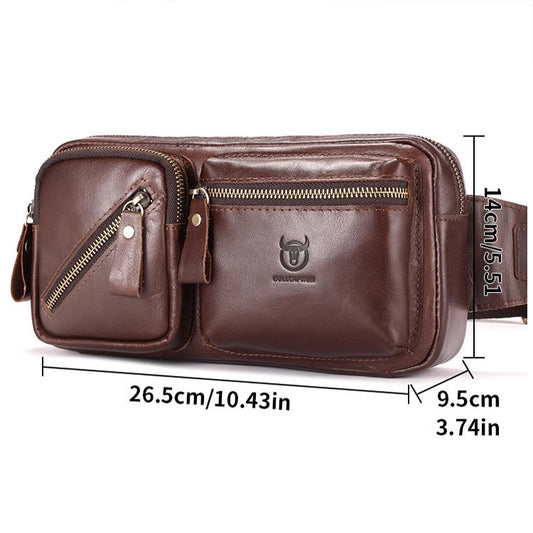 BULL CAPTAIN 082 Large-Capacity First-Layer Cowhide Retro Single-Shoulder Crossbody Bag(Brown) by BULL CAPTAIN