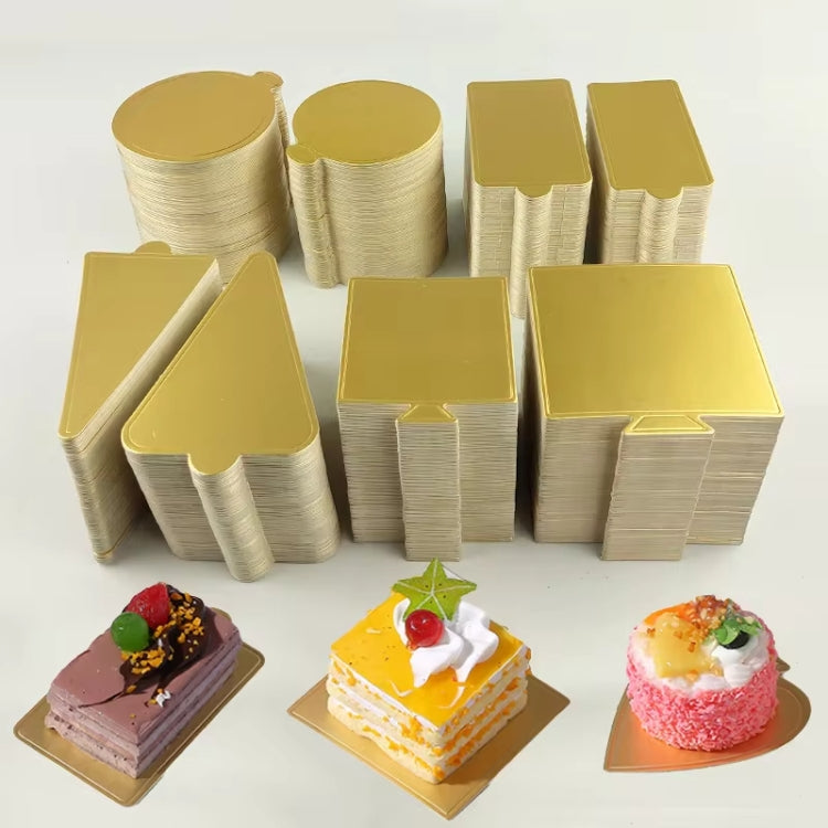 100pcs /Set 118x78mm Triangle Golden Paper Plates Dessert Board Base Mousse Mat Cake Cardboard Pastries Display Tray by bashfashion