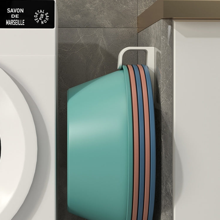 2pcs Bathroom Shelf No-Punch Washbasin Hook Kitchen Wall Mounted Storage Rack(White) by bashfashion