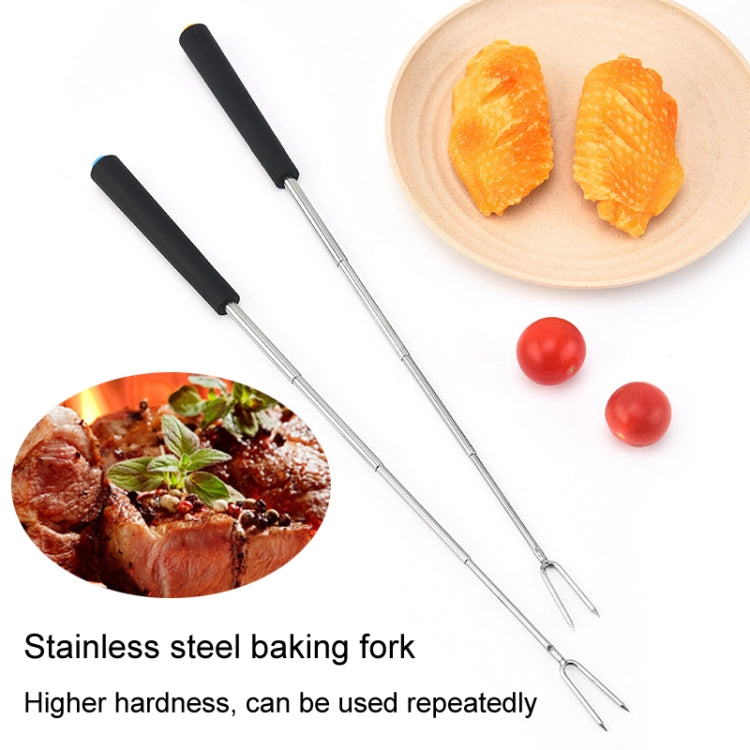 V-Shape Outdoor Portable Barbecue Fork Stainless Steel Barbecue Tool, Style: Retractable Purple by bashfashion
