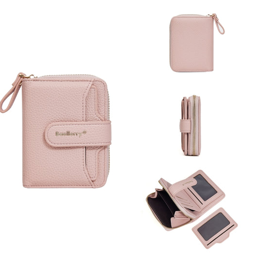 Baellerry N1915 Lychee Pattern Multi-card Slot Zipper Women Short Wallet(Light Pink) by Baellerry