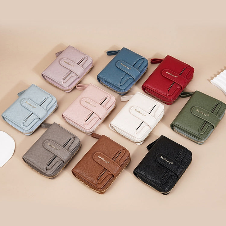 Baellerry N1915 Lychee Pattern Multi-card Slot Zipper Women Short Wallet(Milk Apricot) by Baellerry