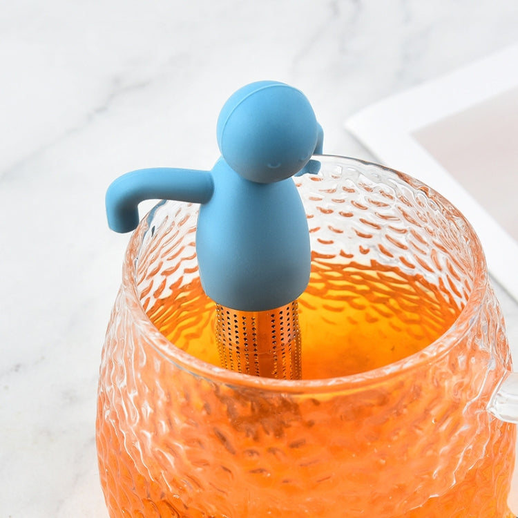Man Shape Tea Filter Brewer 304 Stainless Steel Tea Strainer(Blue) by bashfashion