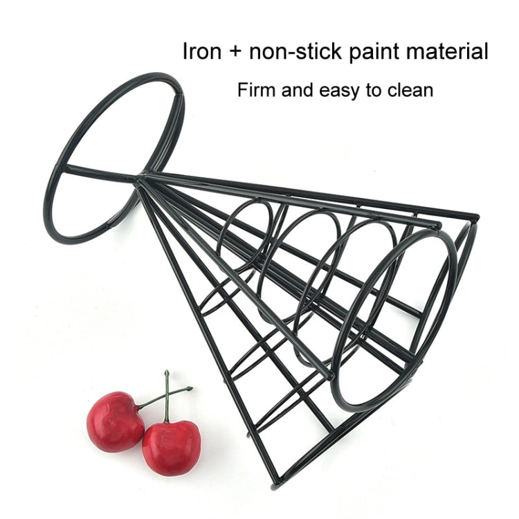 3 in 1 Taper French Fries Holder Stainless Steel Chips Basket Snack Stand(Black) by bashfashion