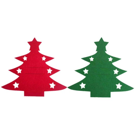 6pcs /Pack Christmas Decorations Christmas Tree Shape Knife and Fork Sleeve Tableware Bag(Red) by bashfashion