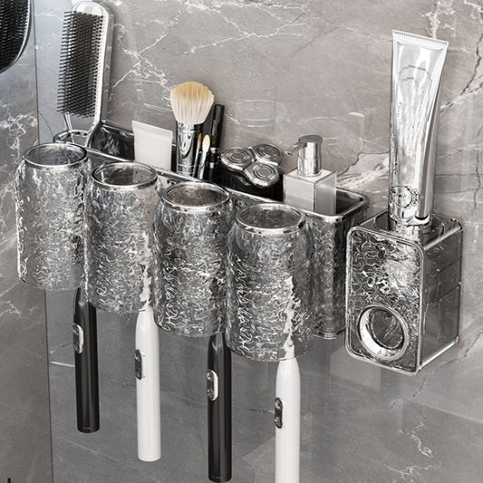 Bathroom Toothbrush Organizer Household Multifunctional Storage Rack, Style: Double Cup Transparent by bashfashion