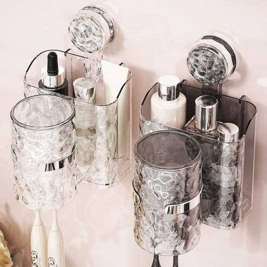 Bathroom Toothbrush Organizer Household Multifunctional Storage Rack(Transparent Gray) by bashfashion