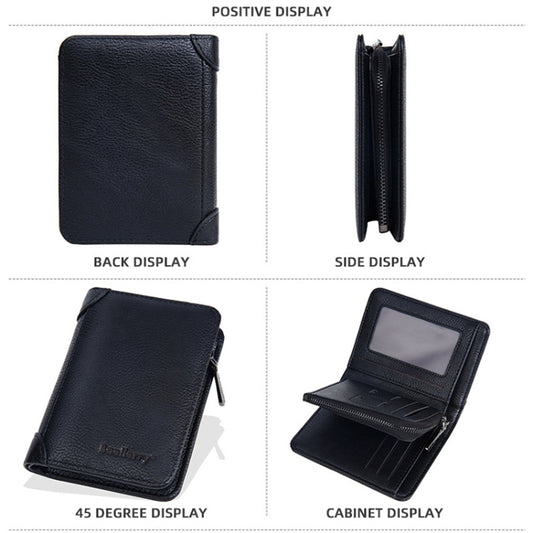 Baellerry DR113 RFID Anti-Theft Retro Multi-Card Slot Tri-Fold Short Wallet(Black) by Baellerry