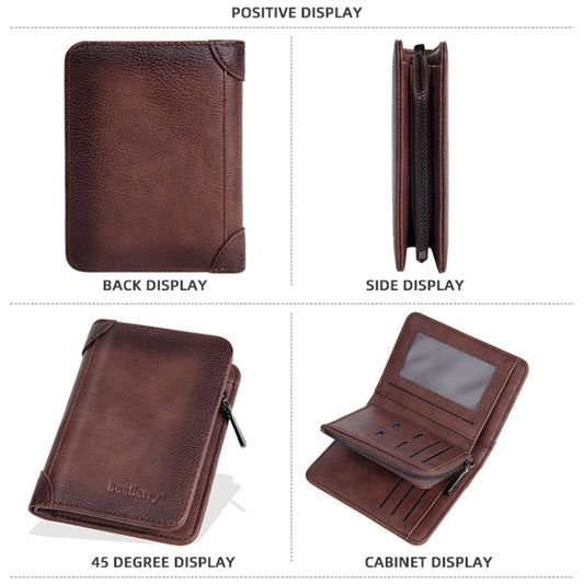 Baellerry DR113 RFID Anti-Theft Retro Multi-Card Slot Tri-Fold Short Wallet(Dark Brown) by Baellerry