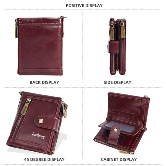 Baellerry D3261 Retro Multi-card Slot Double-zipper Short Wallet Coin Purse(Coffee) by Baellerry