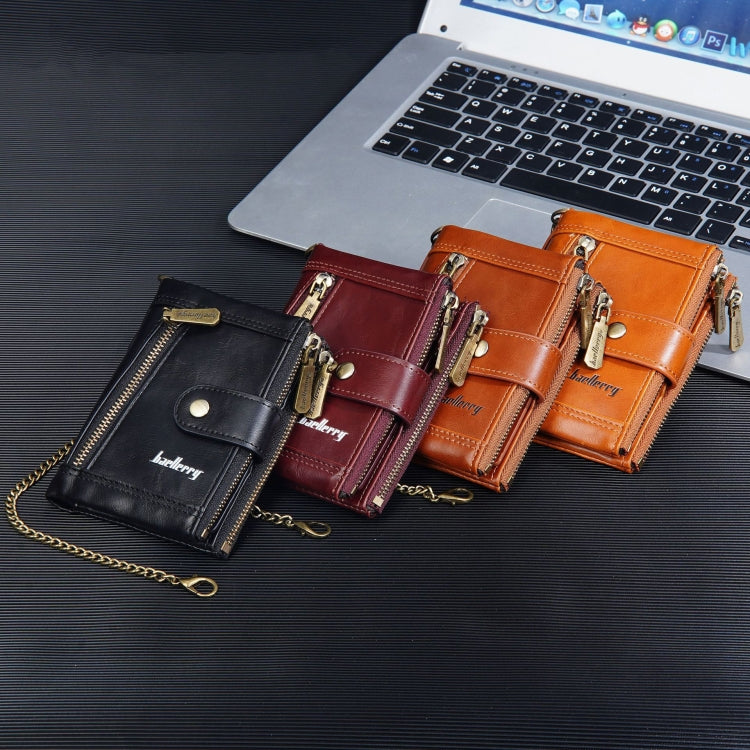 Baellerry D3261 Retro Multi-card Slot Double-zipper Short Wallet Coin Purse(Black) by Baellerry