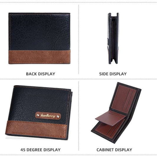 Baellerry DR112 RFID Anti-theft Splicing Horizontal Thin Zipper Wallet Card Holder(Black) by Baellerry