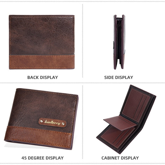 Baellerry DR112 RFID Anti-theft Splicing Horizontal Thin Zipper Wallet Card Holder(Dark Brown) by Baellerry