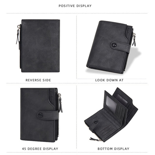 Baellerry D5113 RFID Anti-theft Tri-fold Zipper Short Wallet Coin Purse(Black) by Baellerry