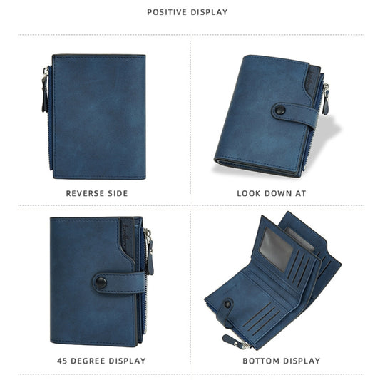 Baellerry D5113 RFID Anti-theft Tri-fold Zipper Short Wallet Coin Purse(Blue) by Baellerry