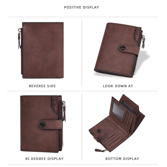 Baellerry D5113 RFID Anti-theft Tri-fold Zipper Short Wallet Coin Purse(Dark Brown) by Baellerry