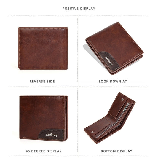 Baellerry D2405 Retro Two-fold Men Short Zipper Wallet Card Holder(Brown) by Baellerry