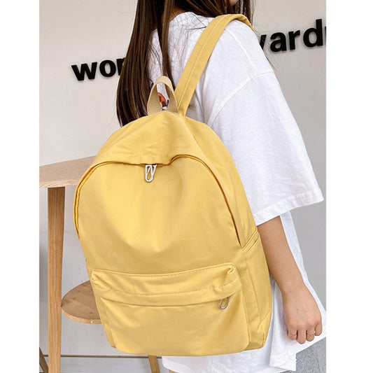 Women Solid Color Backpack Simple Travel Commuter Bag Satchel(Yellow) by bashfashion