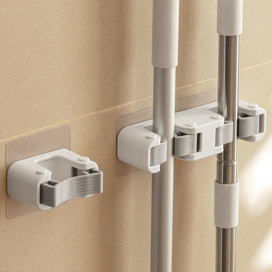Bathroom No-Punch Mop Hook Household Broom Wall Mounted Fixing Clip, Style: Double Clip by bashfashion