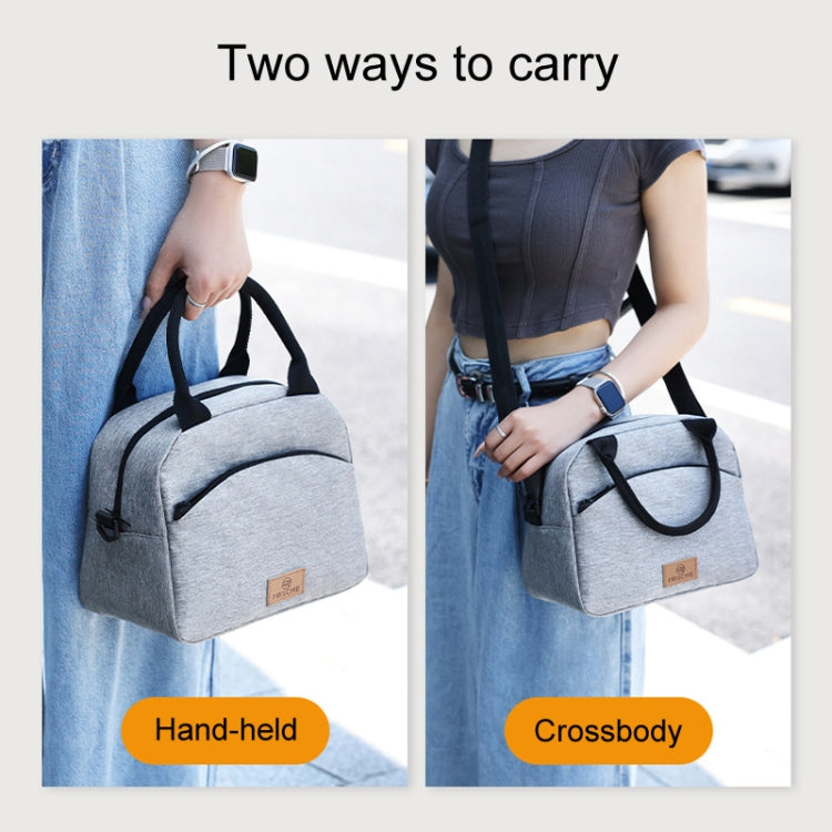 FRISCHE Portable Handheld Insulated Lunch Pack Outdoor Picnic Large Capacity Bento Bag(Navy Blue) by FRISCHE