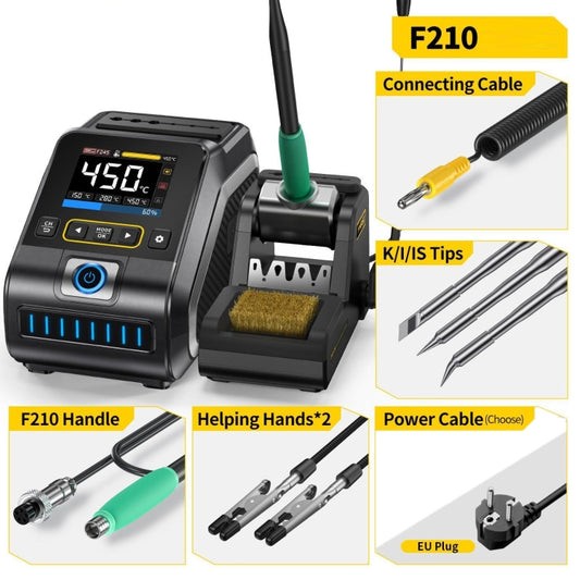 FNIRSI 200W Intelligent Constant Temperature Electric Soldering Iron Station, Set: EU Plug F210 Upgrade 3 Heads by FNIRSI