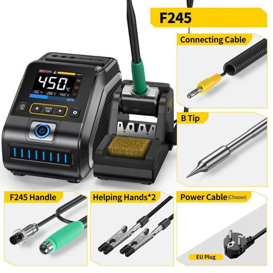 FNIRSI 200W Intelligent Constant Temperature Electric Soldering Iron Station, Set: EU Plug F245 B Head by FNIRSI