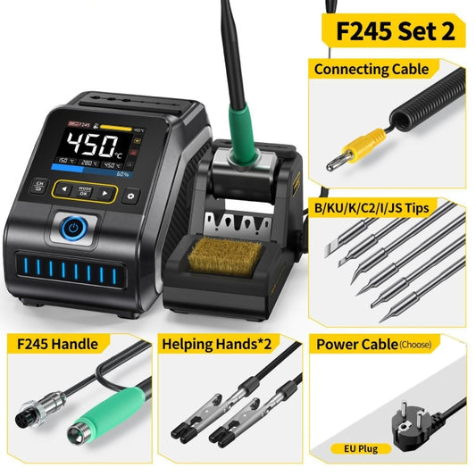 FNIRSI 200W Intelligent Constant Temperature Electric Soldering Iron Station, Set: EU Plug F245 Upgrade 6 Heads by FNIRSI