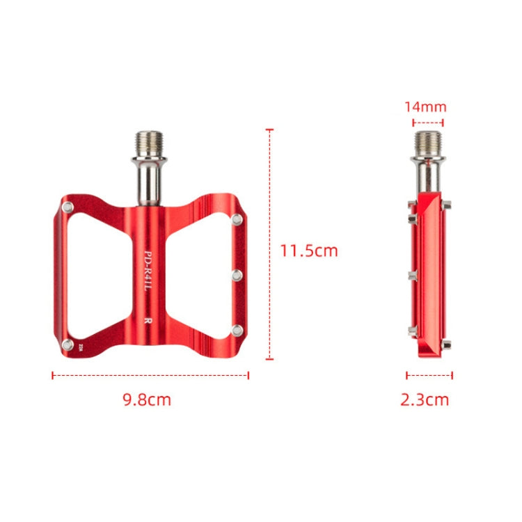 PROMEND PD-R41L 1pair Bicycle Aluminum Alloy Perrin Bearing Pedals(Red) by PROMEND
