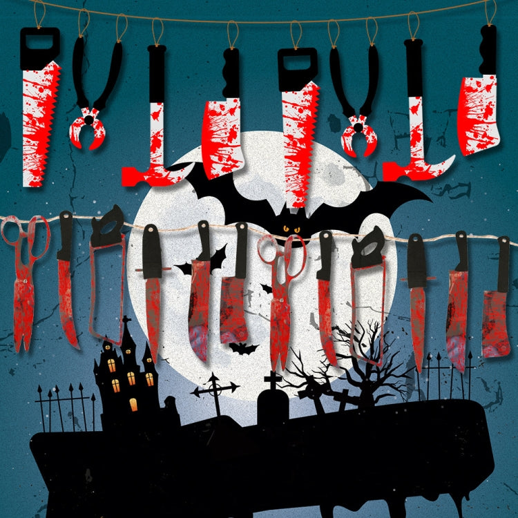 12pcs Halloween Imitation Blood Knife Pendant Decorative Flag Haunted House Door Curtain by bashfashion