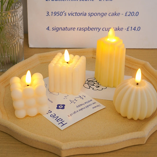 LED Geometry Electronic Candle Light Bedroom Atmosphere Ornaments Photo Props(Long Strips) by bashfashion