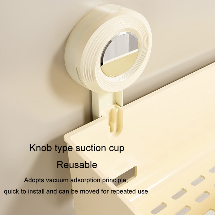 Suction Cup Wall Mounted Bathroom Shelf Drainage Detachable Storage Rack Hanging Basket, Style: 2 Layers Small White by bashfashion