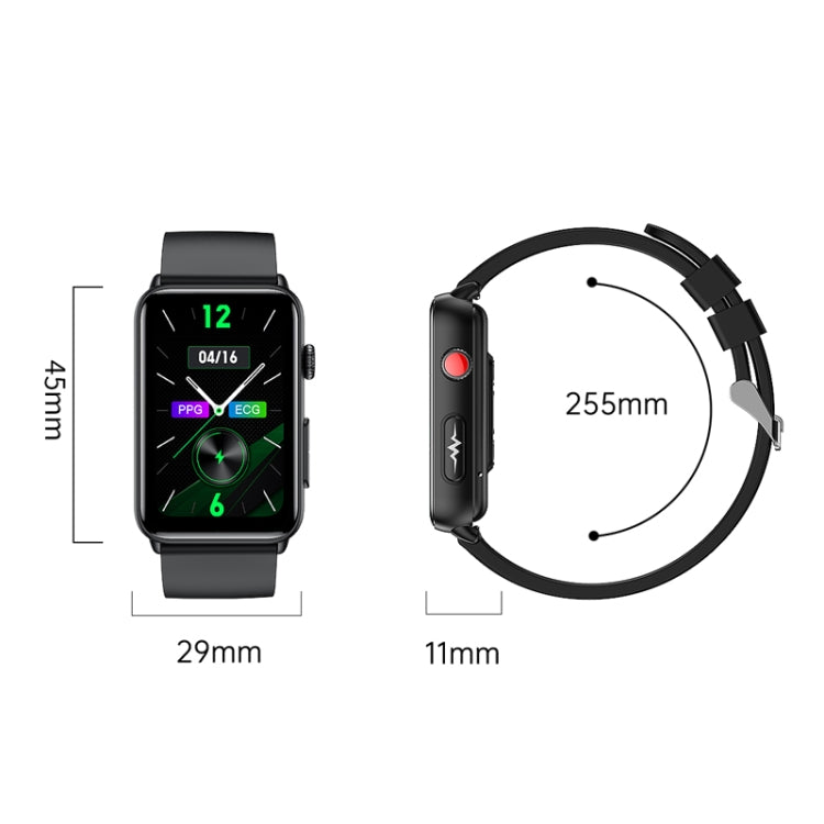 Smart Watch Ring ECG Temperature Heart Rate Blood Pressure Health Bluetooth Talking Watch, Color: Black Silicone by bashfashion