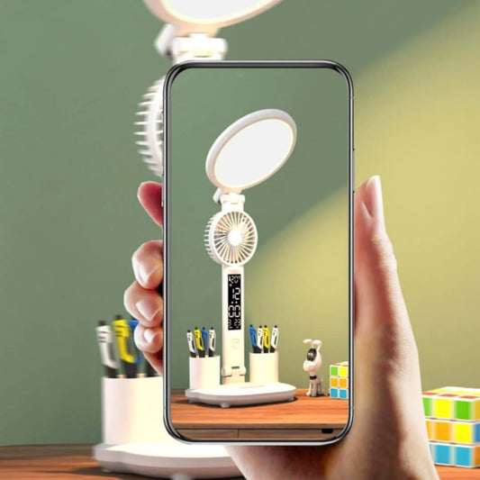 Charging Model 3200mAH With Clock Round Desk Lamp Study Reading Folding Smart Bedside Eye Protection Lamp by bashfashion