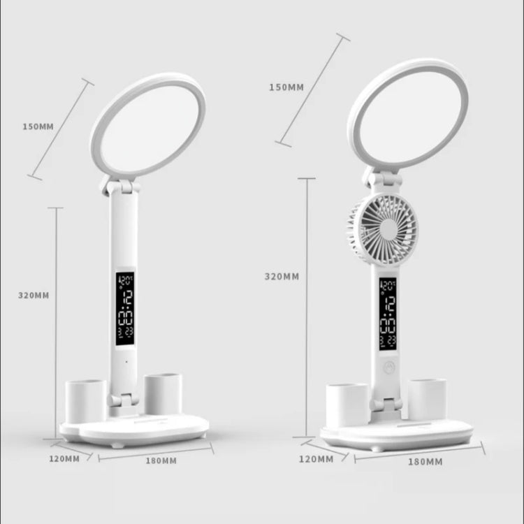 Charging Model 3200mAH With Fan Round Desk Lamp Study Reading Folding Smart Bedside Eye Protection Lamp by bashfashion