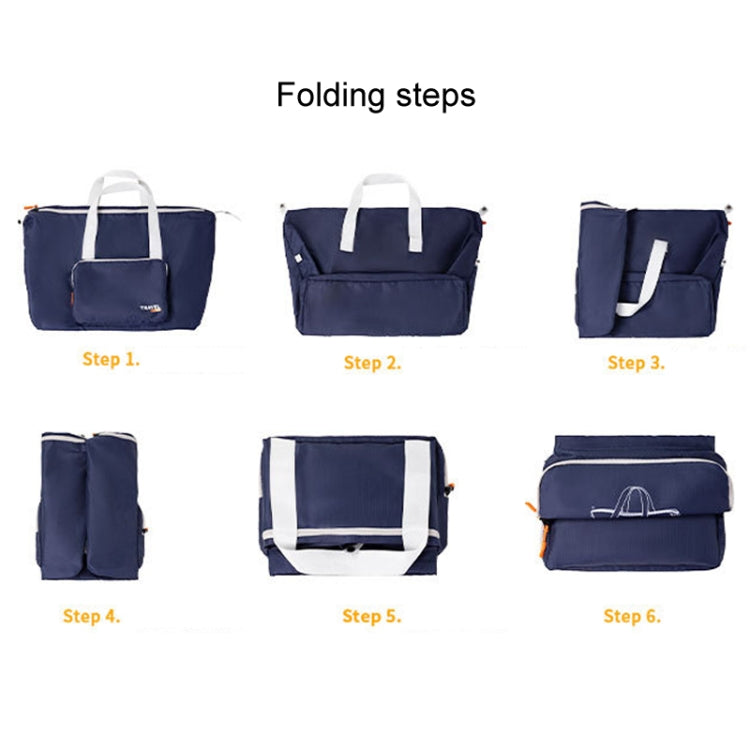 Folding Travel Bag Large Capacity Gym Rucksack Portable Luggage Clothes Storage Bag(Blue) by bashfashion