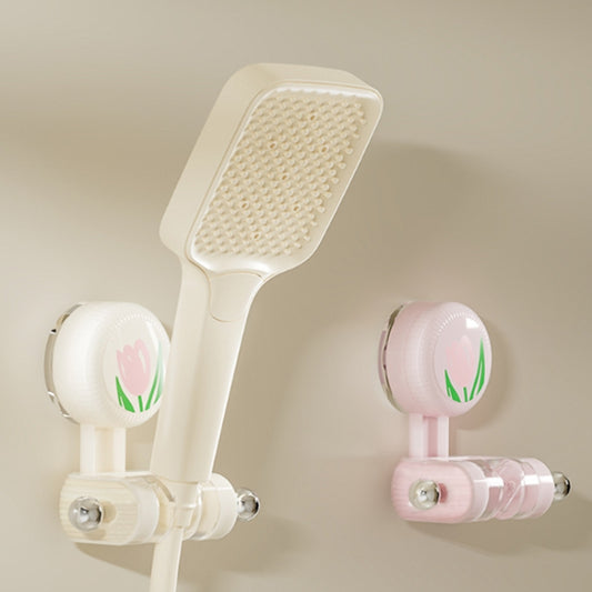 Bathroom No-Punch Suction Cup Showerhead Holder Tulip Shower Hanger(Milk White) by bashfashion