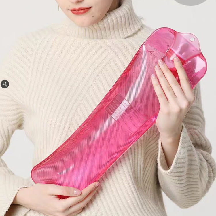 Long Strip Hot Water Bag PVC Explosion-proof Rubber Warm Water Bag Girls Winter Bed Warmer, Color: 1000ml Purple+Grey Cover by bashfashion