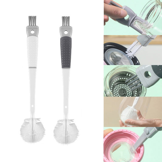 Multifunction Bottle Brush Long Handle Household Cup Washing Kettle Kitchen Cleaning Brush(White) by bashfashion