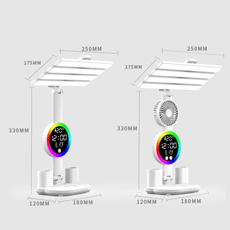 4 Heads Horizontal LED Eye-Care Table Lamp Children Study Desktop Reading Light With Pen Holder, Style: Clock Rechargeable 2000mAh by bashfashion
