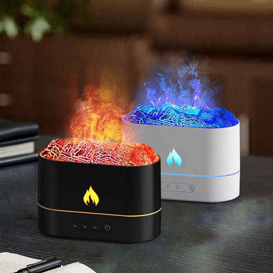 HX853B USB Plug-In Colorful Flame Lighting Effect Aromatherapy Humidifier(White) by bashfashion