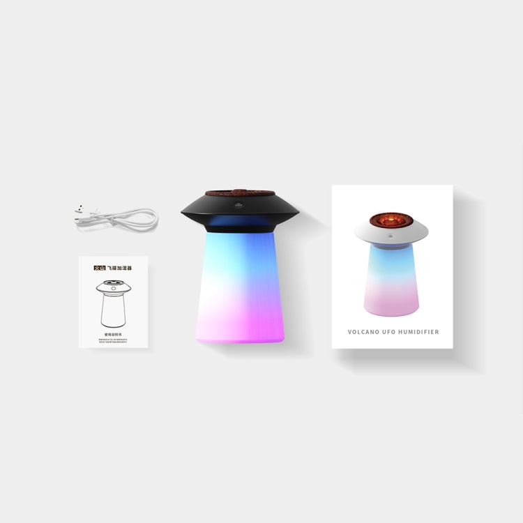 HX126 Sound Pickup RGB Light Volcano Humidifier Simulated Flame Aromatherapy Machine, Color: White by bashfashion