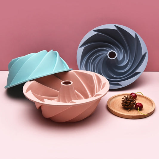 Swirl Model Silicone Cake Mold Household High Temperature Resistance Baking Pan(Blue Gray) by bashfashion