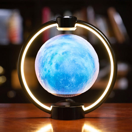 Magnetic Levitation Bluetooth Speaker Ornament Desktop Ambient Glow Night Lights, Style: Light Pattern Moon(AU Plug) by bashfashion